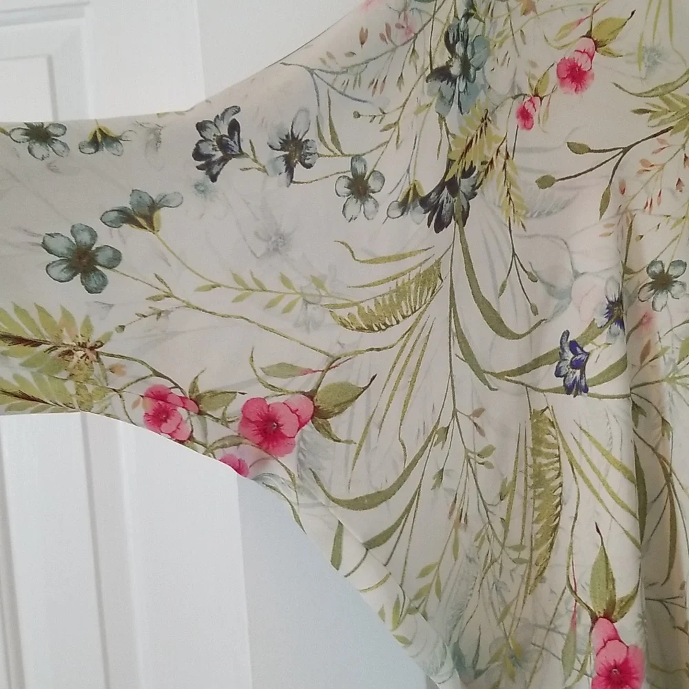 Rose & Olive Floral Blouse - Cream, Green, Pink - Picture 3 of 4
